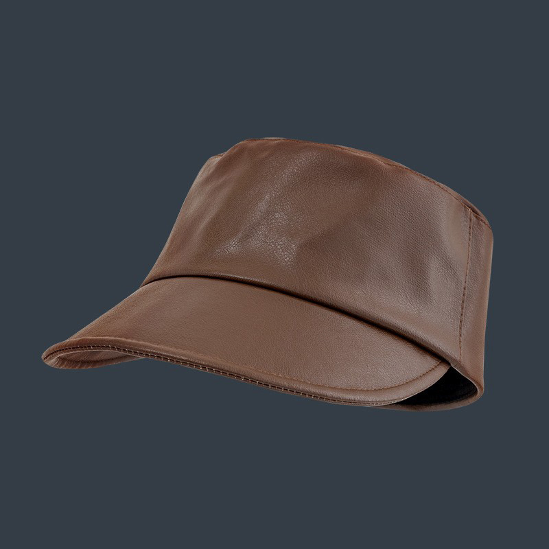 2023 nuevo sombrero de caballero negro de moda de cuero de las mujeres gorra plana superior sombrero ecuestre estilo occidental pequeña fragancia sombrero vendedor de periódicos