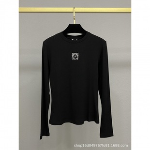 25 Early Autumn New Niche Design Trendy Brand Embroidered Letter Logo Round Neck Long-Sleeved T-Shirt Bottoming Top