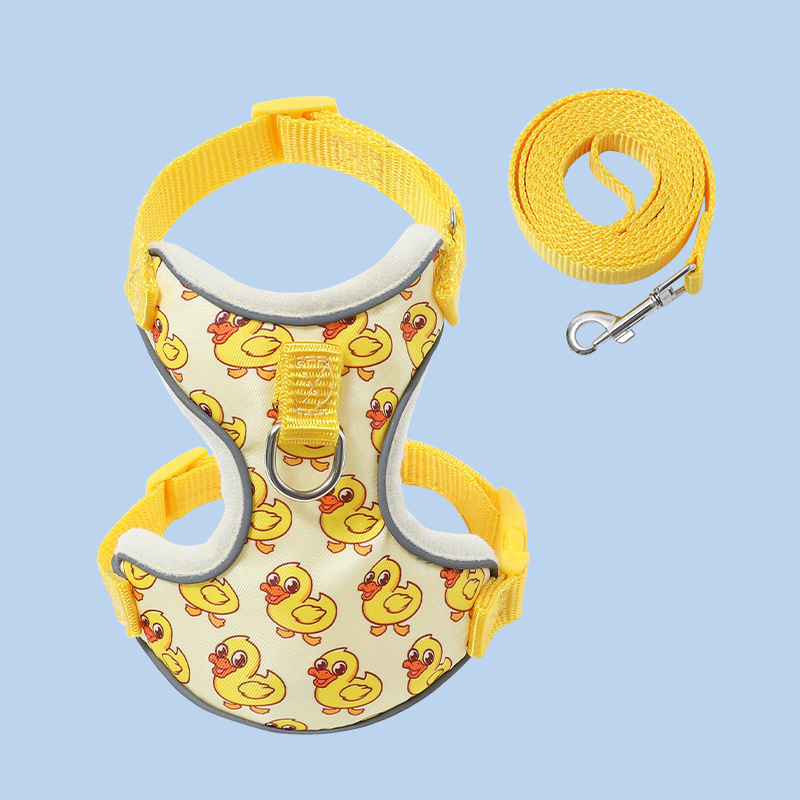 Transfronterizo nuevo pequeño pato amarillo gato Correa perro lindo pecho Correa mascota caminando gato caminando perro cuerda