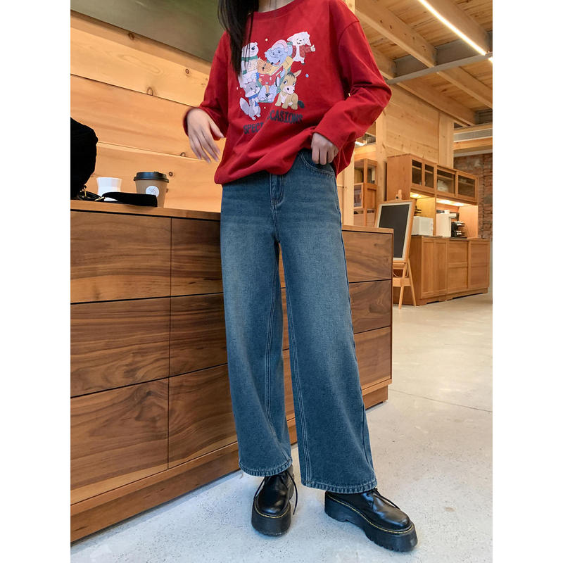 Vintage Fleece-Lined Jeans for Women, Autumn/Winter 2026 New Style, Petite High-Waisted Loose Straight-Leg Pants Vintage Fleece-Lined Jeans for Women, Autumn/Winter 2026 New Style, Petite High-Waisted Loose Straight-Leg Pants