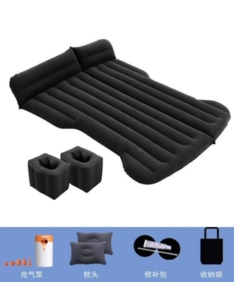 car inflatable bed inflatable Vehicle-mounted inflatable bed - dual-purpose-trunk-and-rear-seat-black-tesla-with-wireless-dry-battery-pump-square-pier
