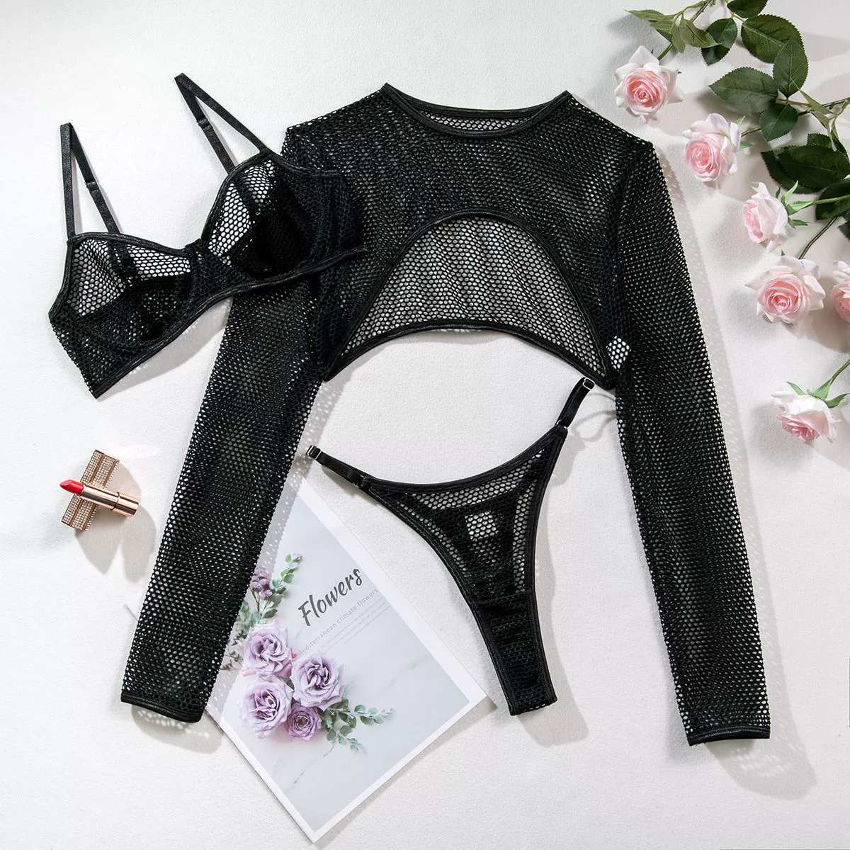 Long-sleeve, vest, underwear, set, suit, European style