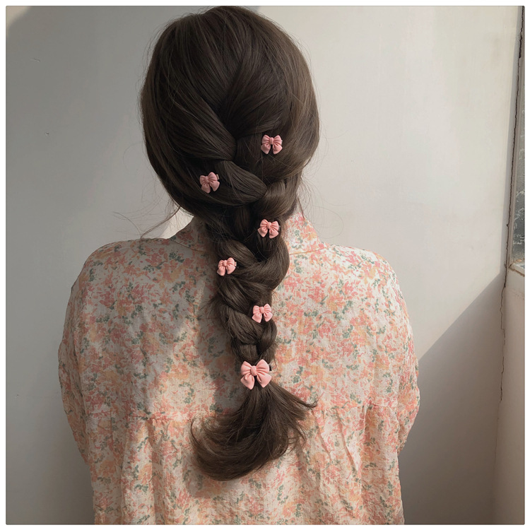 Fermaglio per capelli rosa morbido per ragazza carina, fermaglio per capelli color pesca, fermaglio per capelli con bordo a camelia, accessori per capelli con fiocco_voghion.com