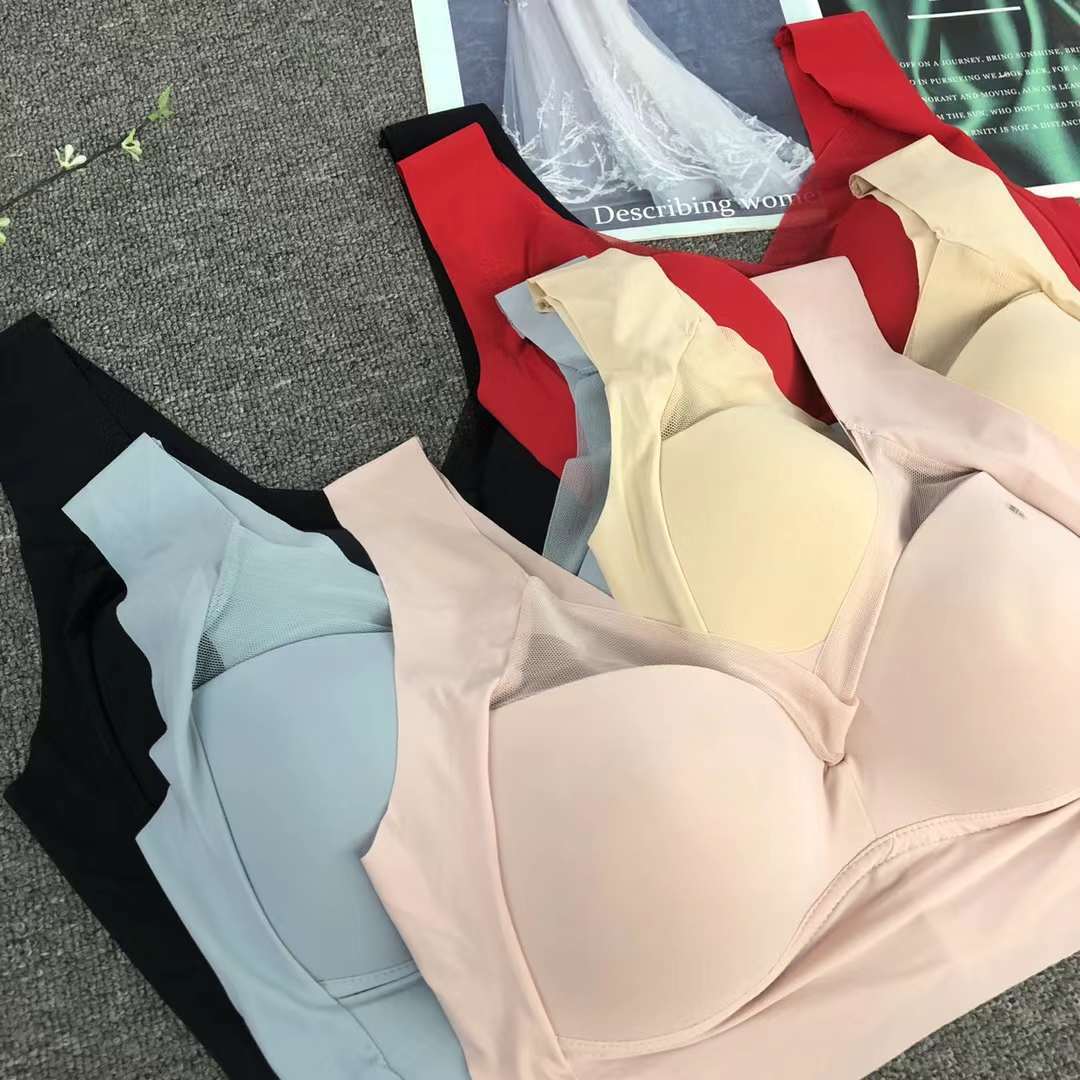 Nueva taza de látex sin marcas de alta calidad, chaleco de dama sin anillo de acero, bra de yoga, ropa interior deportiva, mujer al por mayor
