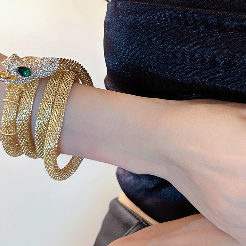 Collier serpent à pampilles avec strass pour femme_voghion.com