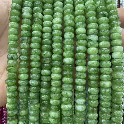 Cross-border abacus beads 5*8mm white stone optimization abacus beads loose beads diy jewelry clothing accessories this finished product separation beads (Zərgərlik ara hissələri) - green-stone-58mmabout-70-80-pieces-white-stone-optimized