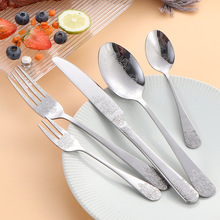 跨境亚马逊双头花西餐牛排刀叉勺甜品勺叉酒店家用不锈钢餐具刀叉
