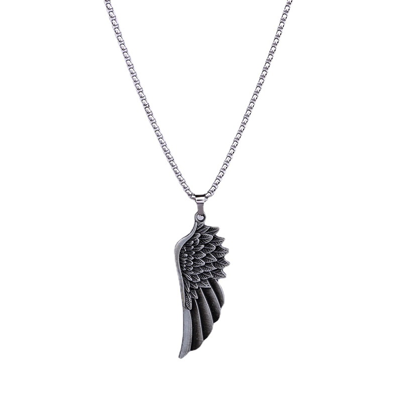Angel Wings Necklace, Men's Trendy Versatile Women's Instagram Feather Pendant, Unique Design, Cold Wind Neck Chain_voghion.com