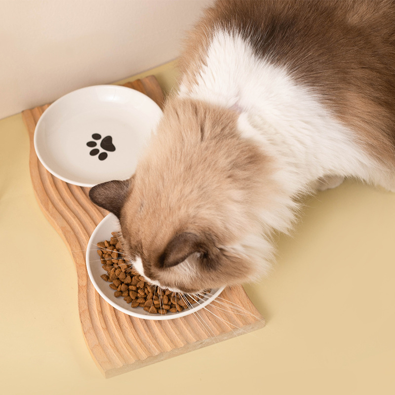 Plato de gato de cerámica tazón de gato alimentación comida para gatos merienda de silicona antideslizante antidetonantes puede plato tazón de comida para gatitos suministros para mascotas