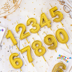 複数のデジタルキャンドル誕生日ケーキ金色土豪金カラーキャンディー色グラデーションクラウン蝶ろうそく卸売り