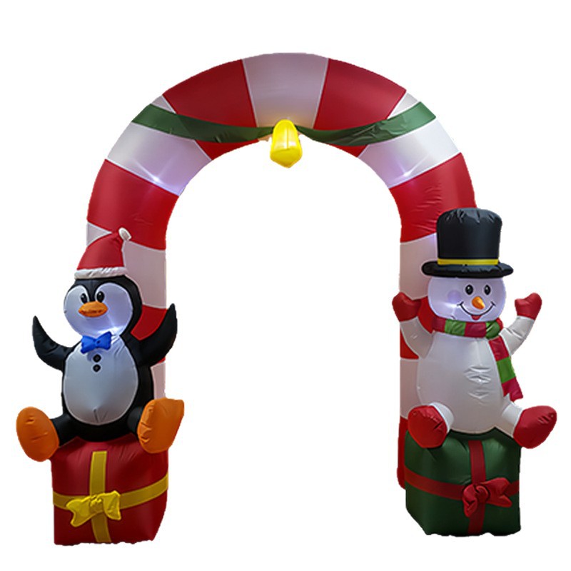 2.7 Navidad arco infláble aire moldeado cinturón muñeco de nieve pingüino lámpara LED jardín decoración decorativa