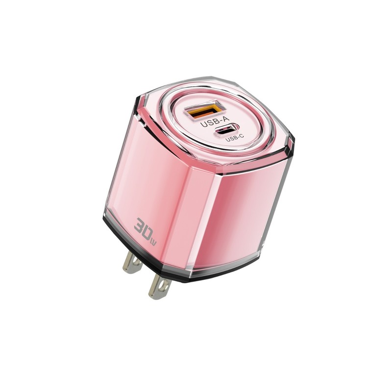 透明壳手机充电器PD30W小冰块A+C双口快充头CE认证5V2A充电器跨境|undefined