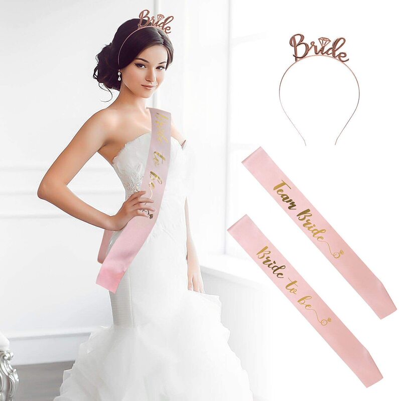 European and American Champagne Bachelorette Party Team Bride Etiquette Shoulder Strap Bride to Be Sash Set