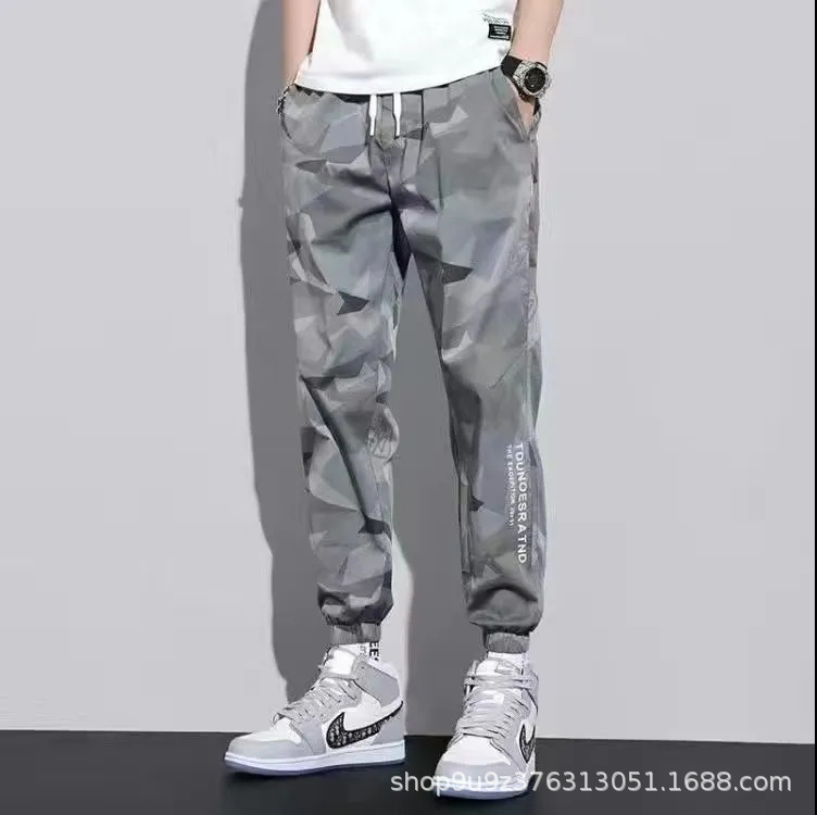 Seda de hielo delgada pantalones casuales hombres de verano marca de moda camuflaje herramientas más tamaño tobillo-longitud Pantalones deportivos de secado rápido 1/2 piezas