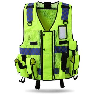 Reflective Vest Construction Vest Security Multi-functional Protective Vest Rescue Reflective Clothing Locomotive