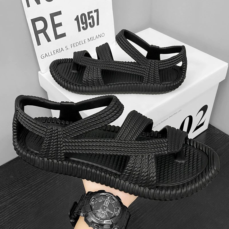 Сандалии мужские, летняя верхняя одежда, нескользящие плетеные соломенные сандалии, морские болотные сабо, спортивные пляжные сандалии из ЭВА для мужчин