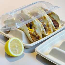 一次性塔可盒墨西哥脆皮玉米饼打包盒taco卷饼包装盒可降解环保盒