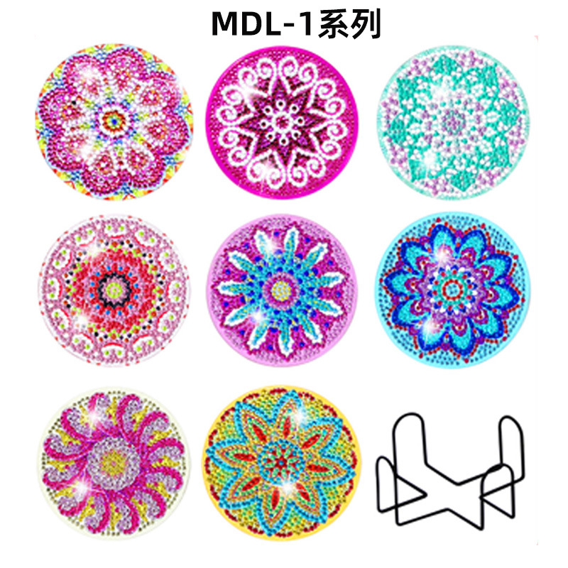 Personalizada taza de pintura de diamante transfronteriza almohadilla de taza de diamante redonda almohadilla mandala perimetral de pintura de diamante DIY