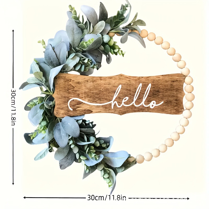 2025年秋季兔耳叶hello木珠花环跨境亚马逊Temu Fall Wreaths|undefined