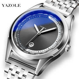 Yazole 516男腕表不锈钢钢带石英表男士手表夜光商务男表跨境手表