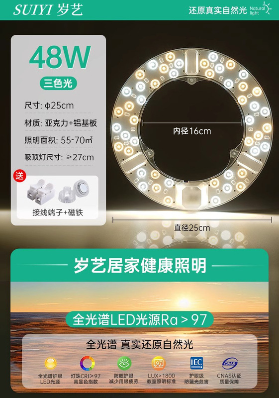 LED シーリングランプ芯フルスペクトル目の保護省エネランプパネル家庭用超高輝度リビングルームラウンドランプパネルランプビーズ光源|undefined