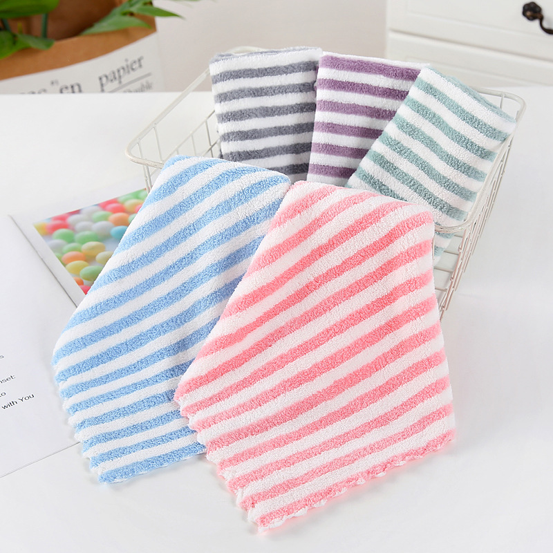 High-density pinstripe high-density coral velvet 30*30 square towel…