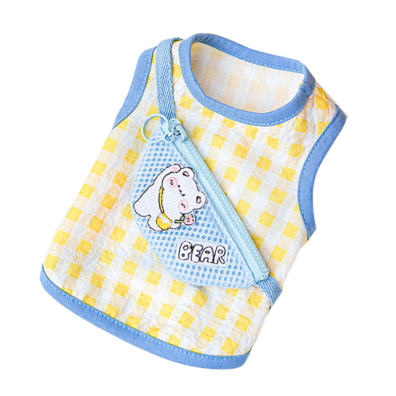 Nueva primavera y verano cachorro lindo pequeño animal mochila chaleco mochila ropa de dos patas gato lindo ropa para mascotas