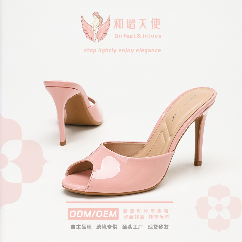 Cross-Border Fish Mouth Stiletto Sandals 9.5cm Ancla Red Women's Elegant Patent Leather High Heels Export Supply Cross-Border Fish Mouth Stiletto Sandals 9.5cm Ancla Red Women's Elegant Patent Leather High Heels Export Supply