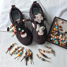 秋冬MIU系新款美拉德木珠鞋挂鞋扣德训袋鼠鞋穆勒鞋DIY装饰配饰扣