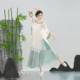 [Qing Huan] Round Collar Shirt Dance Clothing Antique Printed Large Skirt Performance Clothing Daily Practice Clothing Women's New Style