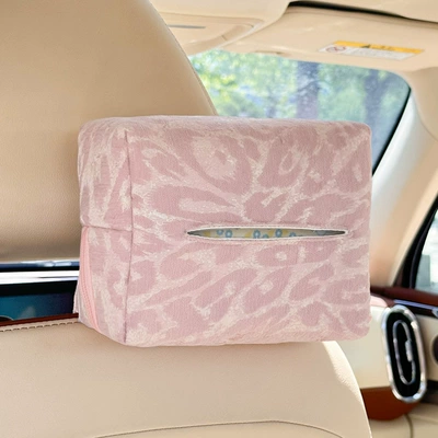 Car tissue box/set Print High-End Cute Car Tissue - leopard-print-tissue-box-pink