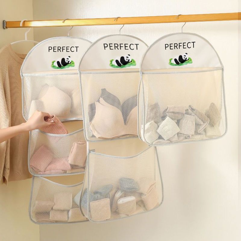 パンダフラワーの下着吊り下げ袋、靴下を整理整頓するための大容量収納、多層加工品、寮吊り下げワードローブ|undefined