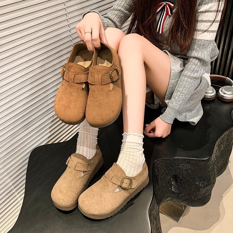 厚底博肯鞋女2025新款秋季百搭面包鞋博肯软底单鞋一脚蹬懒人鞋女|undefined