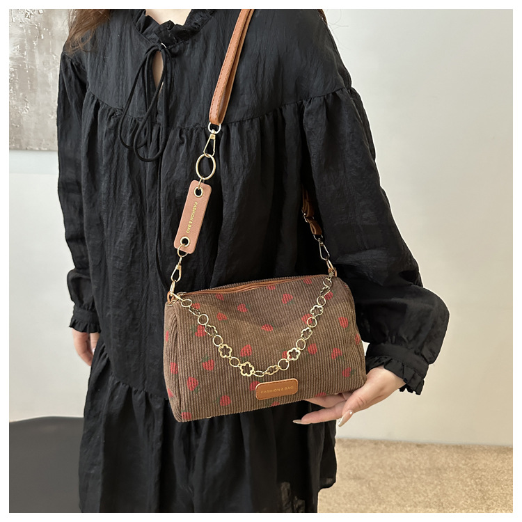112g Weight Polyester Lining Material Zipper Closure Type Single Shoulder Strap Strap Type Pillow Shape Bag Bags Type Casual, Shopping Occasion Special Material Strawberry Pattern All Seasons Season Women's Gender Basic, Classic Style Style Cylindrical Shape Medium Size Women's Medium Special Strawberry Basic Classic Style Cylindrical Zipper Pillow Shape Bag 9