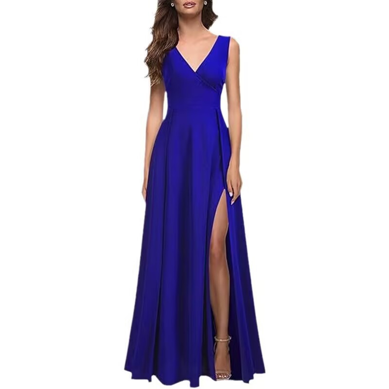 2025 verano V-collar vestido de noche transfronterizo europeo y americano nuevo vestido formal largo vestido de cóctel