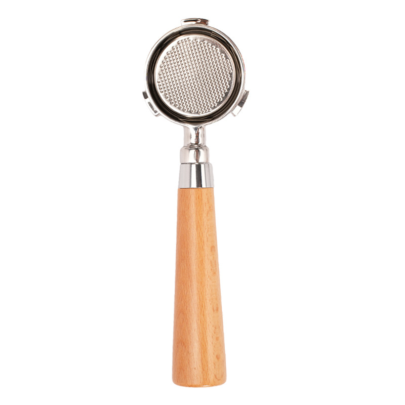 Mango de 51mm adecuado para la máquina de café DeLong de tres orejas mango de madera maciza sin fondo 304 accesorios de extracción de café de acero inoxidable