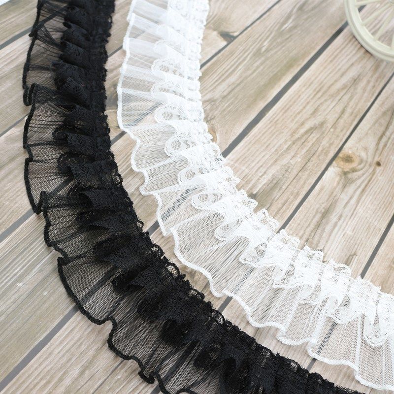 批发 花边diy蕾丝边手工新款双层褶皱蕾丝辅料百褶飞边服装饰辅料