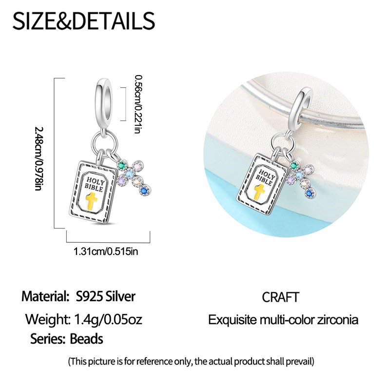 925 Sterling Silber Charm Unsere Liebe Frau der Liebe Kreuz Perle Charm DIY Schmuck Armband Zubehör_voghion.com