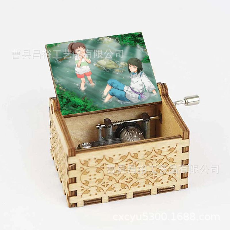 木製の手作りオルゴール創意カラープリント千と千尋のオルゴール木製の手を振ってオルゴールクロスボーダー専用です。