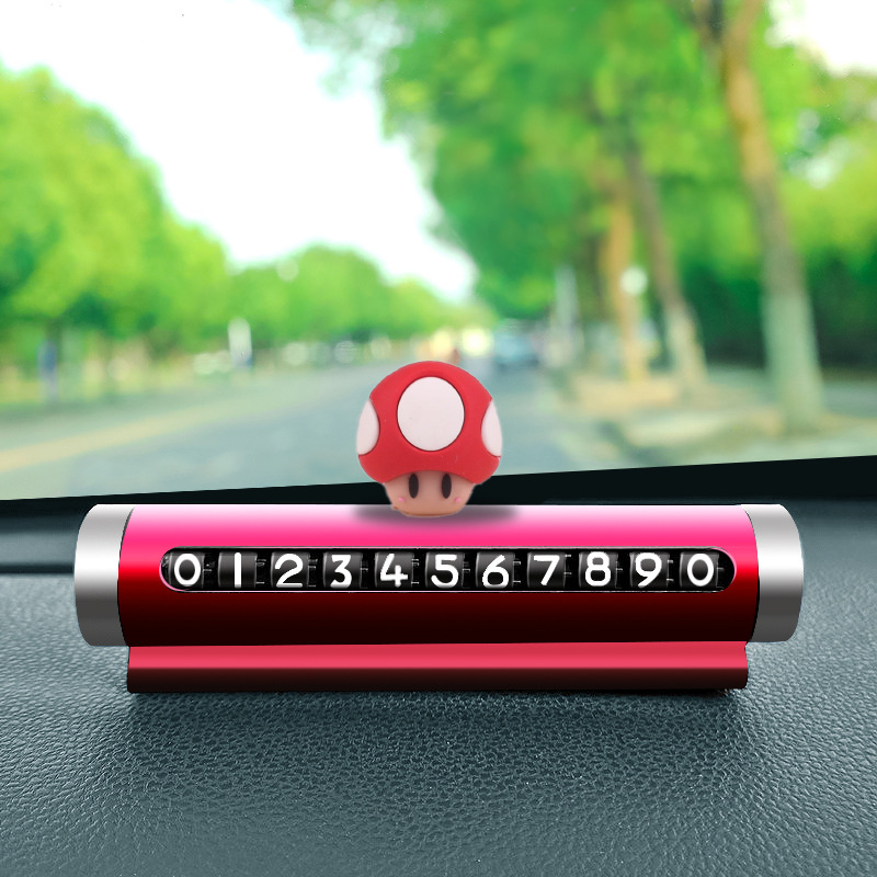 Número de estacionamiento temporal del automóvil, placa de matrícula móvil tipo rodillo de metal, tarjeta de automóvil móvil roja, decoración del automóvil, accesorios interiores