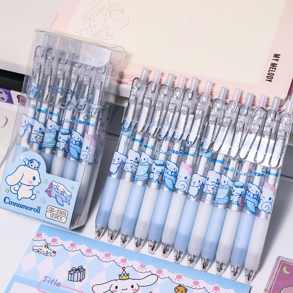 Cute postre fiesta 12 bolígrafos de caja de dibujos animados perros metal bolígrafo neutro bolígrafo de firma ST negro