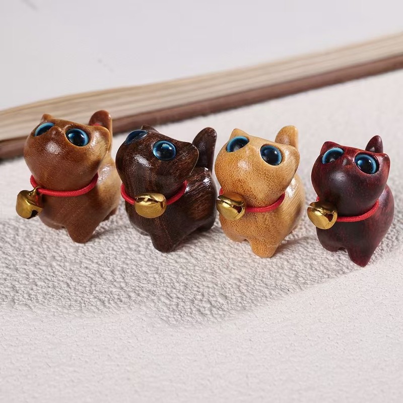 メーカー卸売緑白檀、黒金白檀、金白檀、紫檀、猫、かわいい猫、デスクトップ文具、小さなギフト|undefined