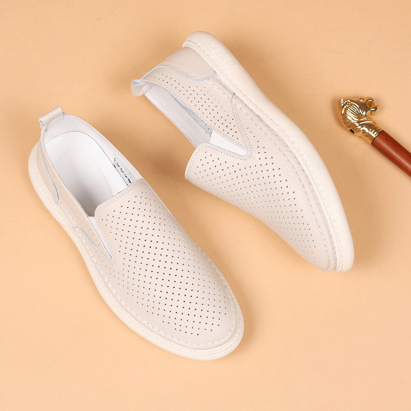 Piel de vaca de primera capa de verano nuevas sandalias para hombres zapatos de cuero con agujeros huecos zapatos de cuero transpirables para hombres zapatos casuales zapatos