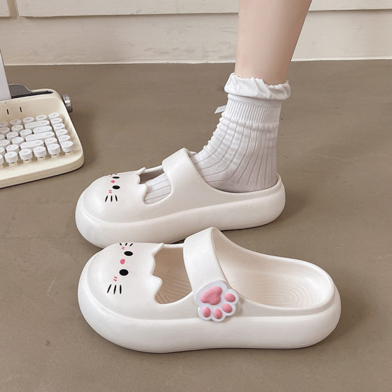 Nambo Wan Mary Jane Sandals and Slippers Women's Summer New Style Outer Wear Cat Thick Sole Slip-on Slip-on Slip-on Slip-on Toe Sandals and Slippers
