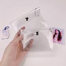 日韓簡約網紅透明卡包學生便攜式公交證件銀行卡保護套閃粉零錢包