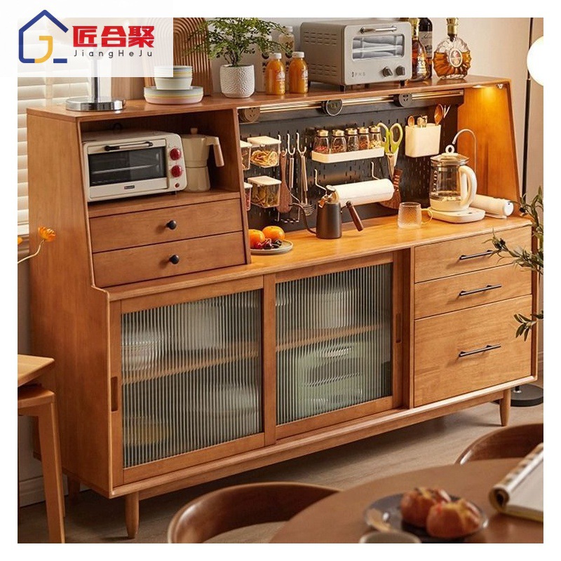 Nordic Solid Wood Sideboard Storage Cabinet Living Room Display Cabinet Restaurant Tea Cabinet Storage Cabinet Yunxia Solid Wood Sideboard