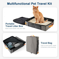 跨境源头工厂猫砂盆外出旅行便携防水可折叠猫砂盆布艺猫砂收纳包