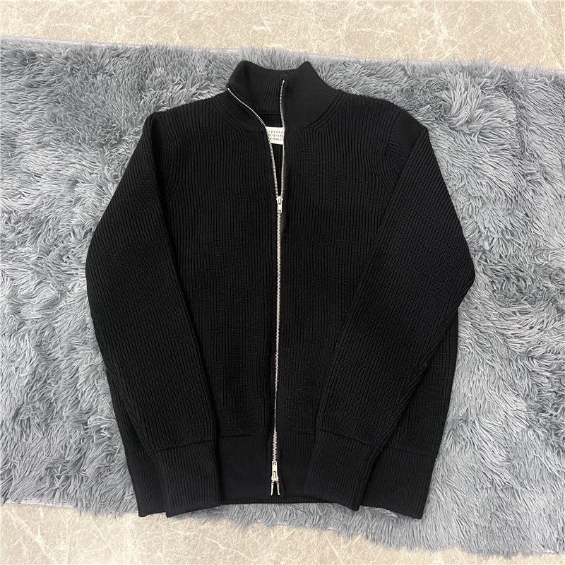 MARGIELA Style Full Wool Version Turtleneck Zip Margiela Cardigan Sweater Jacket Men's and Women's Sweater