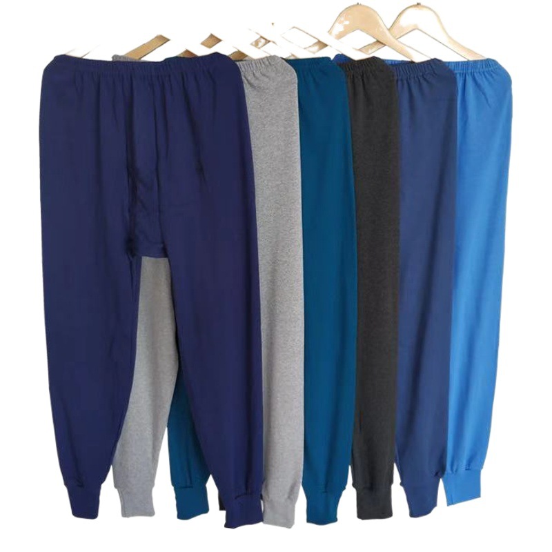 Plus-Size Men's Thermal Pants, High-Elastic Base Layer Pants, Ribbed Cotton Pants for Inner Wear, Warm and Thickened for Autumn and Winter