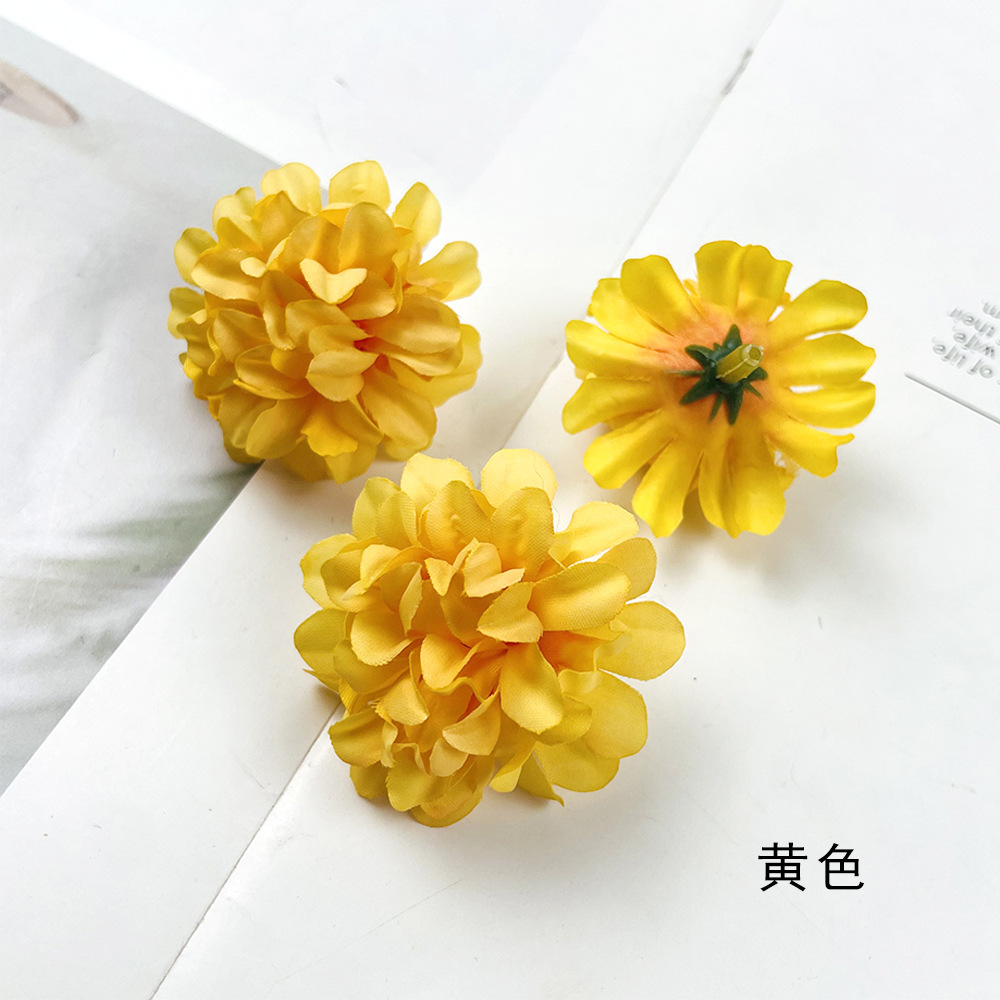 Simulación multicapa hortenida crisantemo cabeza DIY hecha a mano tocado material flor artificial decoración de la sala de bodas diseño de fondo de pared